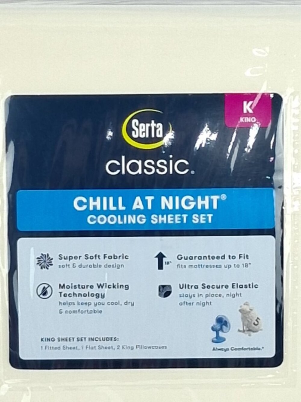 Serta Chill Nights Cream Ivory King 4 Pc Bed Sheet Set SertaRest Cooling Soft - Picture 3 of 7